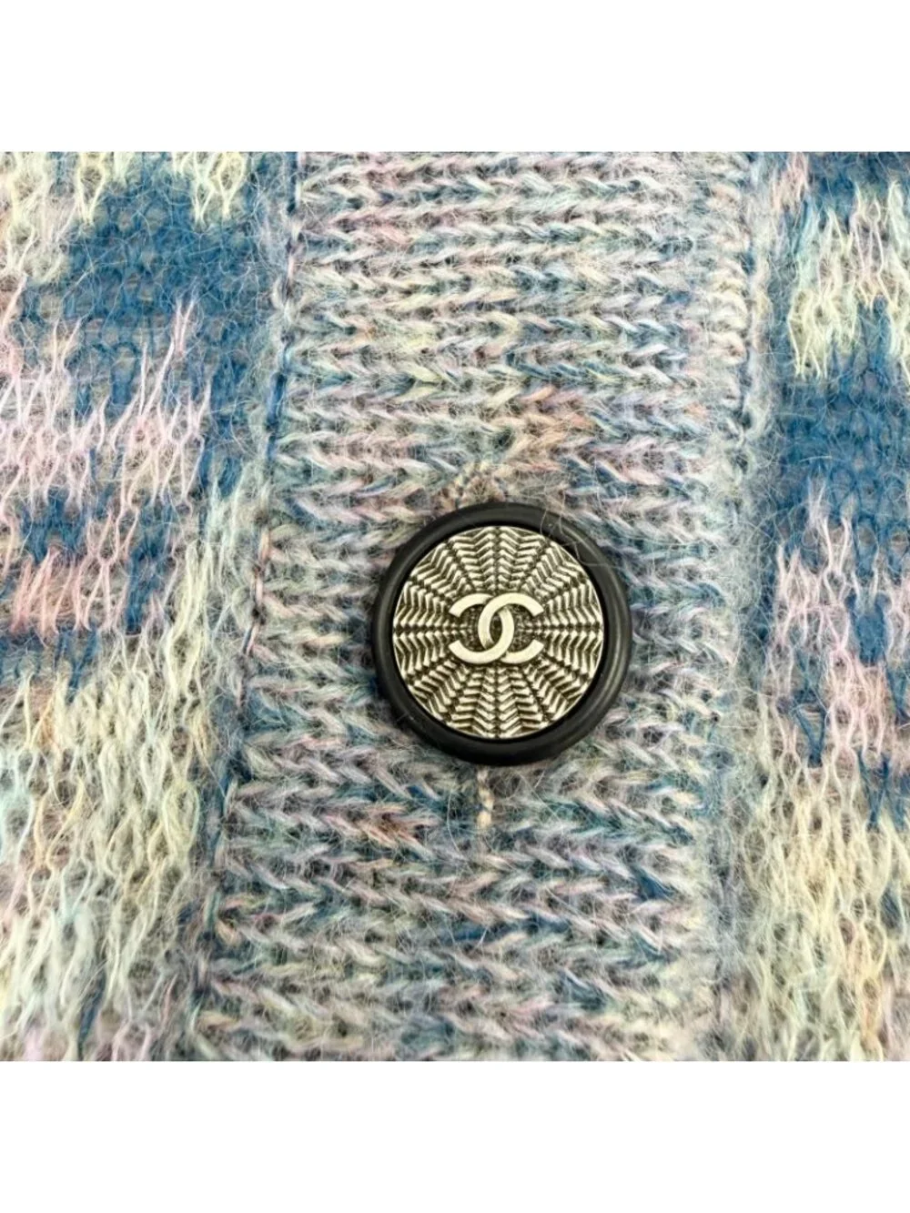 Chanel Mohair Coco Button Long Sleeve Knit Cardigan Multicolor 42